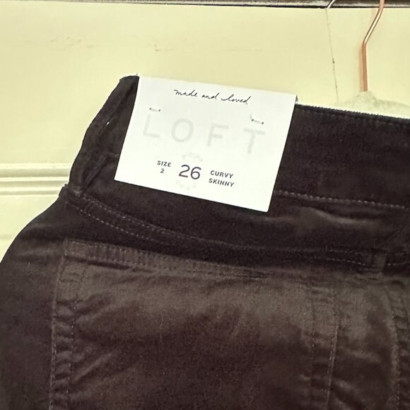 Loft Curvy Velvet Skinny Jeans Black Sz 26 NWT - Picture 3 of 5